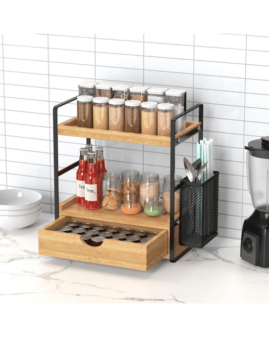 2-Tier Bathroom Counter Organizer with Drawer