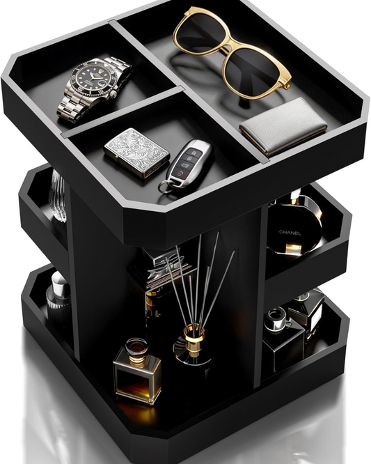 HWZ Wooden Cologne Organizer for Men, Cologne, Stand, 360 RotatingMassive 4