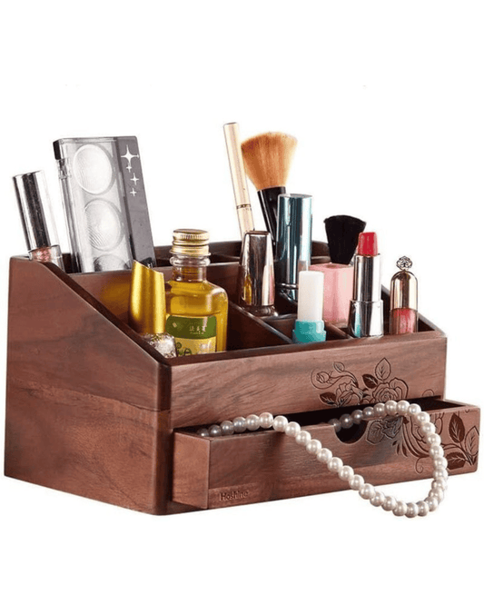 Retro Wooden Makeup Organizer with Drawer
