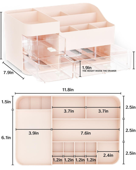 White Countertop Makeup Organizer with 6 Drawers