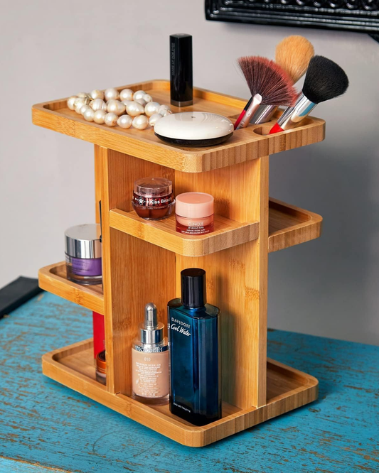 RoyalHouse Bamboo 360 Degree Rotating 12 inches Makeup Organizer,