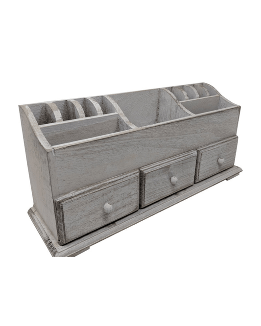 Rustic Farmhouse Vanity Organizer with 3 Drawers